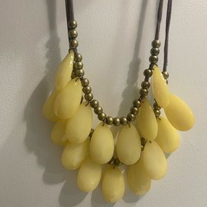 Anthropologie Yellow and Gold Beaded Statement Necklace